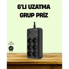 Bin1çeşit 2500W Güçlü 6’lı Priz USB ve Type-C Çıkışlı Termal Korumalı