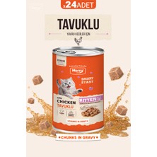 Merry Yavru Kediler Için Tavuklu Parça Etli Konserve Yaş Kedi Maması 400 G - 24 Adet