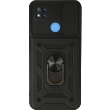 Aslanoğlu Store Xiaomi Redmi 9c Kılıf Pars Lens Yüzüklü Silikon - Siyah