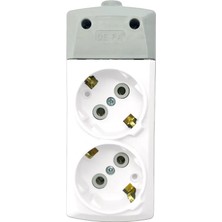 De-Pa 920100 2'li Topraklı Grup Priz Klemensli Beyaz 16A 220-250V