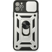 Aslanoğlu Store Apple iPhone 11 Pro Kılıf Pars Lens Yüzüklü Silikon - Gümüş