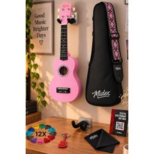Midex UKX-901PK Pembe Soprano Ukulele (Askı Çanta Metod Pena)