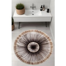 Noble Halı Dijital Baskı Yuvarlak Naturel Desen Mantar Esintisi Modern Banyo Halısı Banyo Paspası (80X80)