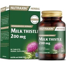 Nutraxin Milk Thistle Deve Dikeni Tohum Ekstresi 200 mg 60 Tablet Geleneksel Bitki İçeriği