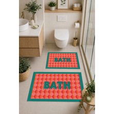 Liriya Dijital Baskı Modern Desenli Modern Banyo Halısı Ikili Banyo Paspası (40CMX60CM)VE(60CMX100CM)