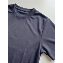 Machi Makiteks Unisex Füme Koyu Gri Dry Touch Nefes Alabilen Kısa Kollu Spor T-Shirt Hızlı Kuruyan Koşu Fitness Antrenman Tişörtü