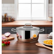 Özlife Rita Çelik Tekli Tencere 16CM Cam Kapak