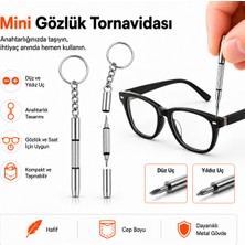 Anahtarlık Gözlük Tornavida Seti Saatçi Tornavidası Çift Uçlu Yıldız ve Düz Tornavida