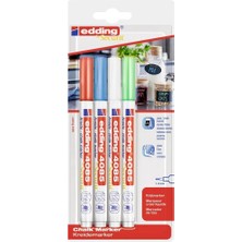 Edding 4085 Tebeşir Kalemi - Kırmızı, Beyaz, Mavi, Yeşil (Temel) - 4 Tebeşir Kalemi - 1-2 mm Y
