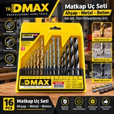 Dmax 16 Parça Matkap Uç Seti – Ahşap, Metal, Beton Uyumlu Profesyonel Matkap Ucu