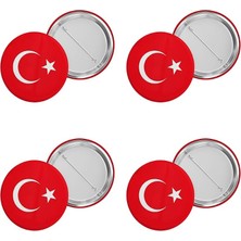4'lü Iğneli Buton Rozet Seti 44 mm – Dayanıklı Metal Rozetler, Çanta, Ceket, Sırt Çantası