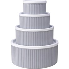 4 Lü Yuvarlak Saklama Kabı Seti Çizgili Desenli Bpa Içermez 3 Lt 1.8 Lt 1 Lt 0,55 Lt Buzdolabı
