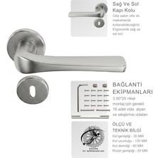Tr Kazien Paslanmaz Çelik 6063L Kalite Saten Yüzey Yuvarlak Rozetli Quantis Kapı Kolu ve Tüm Ba