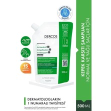 Vichy Dercos Normal/yağlı Saçlar Için Kepek Karşıtı Saç Bakım Şampuanı Yeniden Dolum Paketi 500 ml