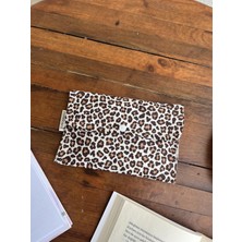 Sumicorn Design Leopar Desenli Yıkanabilir Çıtçıtlı Ped Çantası, Mini Cüzdan, Çanta Içi Düzenleyici