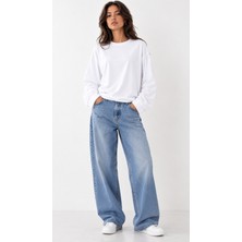 Rose Arya Beyaz Oversize Uzun Kol Tshirt