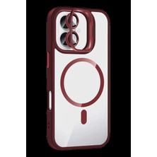 Bin1çeşit iPhone 16 Plus Remim Lensli Magsafe Standlı Kapak - Bordo