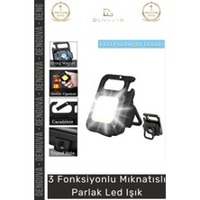 Denguva #ledışık Kare Mini Taşınabilir USB Şarj Edilebilir 3 Fonksiyonlu Mıknatıslı Parlak LED Işık Siyah