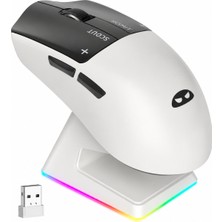 Magegee Scout & Rgb Dock Station 12.000DPI PAW3311 Triple Mode (Kablolu/bluetooth/2.4g) Beyaz Gaming Mouse