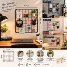 Lefi Ev 40,5X40,5 cm Metal Dekoratif Tel Pano | Notluk, Fotoğraf ve Aksesuar Düzenleyici | Duvar Organizer