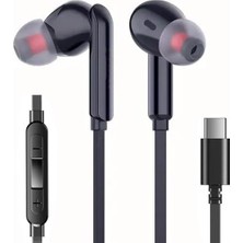 Str Store Tak Çalıştır Type-C Kulakiçi Kablolu Kulaklık Mikrofonlu Iphone 15 Pro Max S24 Ultra Uygun Kulaklık (Siyah)