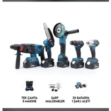 Maison Luré 21V 5'li Akülü Set Taşlama Hilti Testere Vidalama Akülü Vidalama
