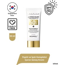 Medipeel Medıpeel Active Silky Sun Cream 2.0 SPF50+PA+++ 50 ml Peptit ve Ipek Kompleksi Içeren Güneş Kremi