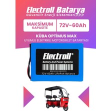 Electroll Küba Optimus Max Uyumlu Batarya (Maksimum Kapasite) Lifepo4 72V 60AH Elektrikli Motorsiklet Bataryası