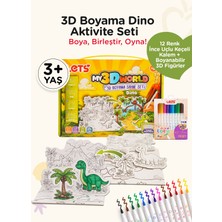 Dinozor 3D Boyama Aktivite Seti 12 Renk Keçeli Kalem (Boyanabilir 3D Figür + Puzzle · Boya Birleştir Oyna)