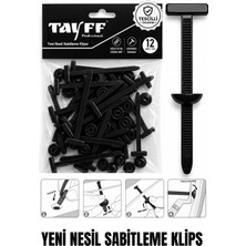 Tayff Professional Çok Amaçlı Cırt Klips, Oto Tampon Şase Klipsi, Ev Bahçe ve Elektrik Panosu Sabitleme Akıllı Klipsi | Siyah 12'li Paket