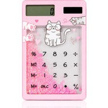 Ada Çanta Kırtasiye Fly Color Şeffaf Sulu Ince Küçük Boy Hesap Makinesi 10CMX 8cm ( Açık Pembe ) ARD0244