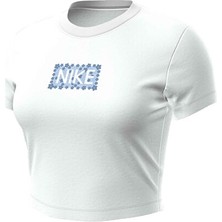 Nike Nıke W Nsw Nk Chllknt Crp Tee Flrt Kadın Günlük Tişört IV5481-100 Beyaz