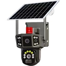 Junglee 6mp Sim Kart Destekli Dahili Bataryalı Güvenlik Kamerası Solar Panel Alarm Hareket Takibi Siren