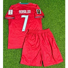 Portekiz Euro 2026 Cristiano Ronaldo Iç Saha Kırmızı Çocuk Forması 2'li Set