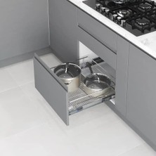 Elovias Starax Kapağa Bağlı Teleskopik Raylı Frenli Çekmece Krom Modül 40cm (S-2058-C)