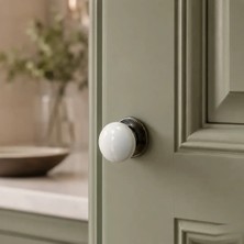 Elovias Fds F-398 Sude Polimer Beyaz Düğme Kulp Antik Sarı Ayak (F-398-D-91)