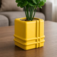 Brf Store Vialivaavm Square Planter – 3D Baskı Izgara Desenli Küp Saksı-Sarı