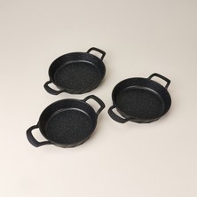 Evidea Kitchen Fucina Döküm 3'lü Sahan Seti - Siyah - 18 cm + 20 cm + 22 cm