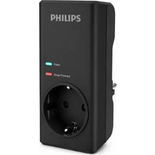 PHILIPS CHP7010B/10 1140 Joule Tekli Akım Korumalı Priz - Siyah
