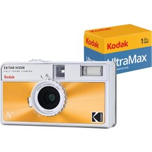 Str Store Kodak Ektar H35N 35MM Filmli Analog Fotoğraf Makinesi- Sırlı Turuncu+Ultramax 24 Poz Film