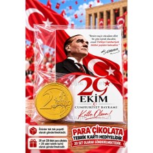 Nostaljik Lezzetler 20 Adet 29 Ekim Cumhuriyet Bayramı Para Çikolata Tebrik Kartı Hediye Seti