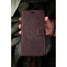 Tılsım Tekno Mor Oneplus 9 Pro Uyumlu Desenli Hakiki Deri Cüzdanlı Kapaklı Kaliteli Lüks Kılıf
