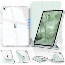 Str Store iPad (A16) 11./10. Nesil 8+ Görüş Açısına Sahip Kılıf, Kendin Yap Çıkarılabilir Sürgülü Kapak, Tamamen Şeffaf Sert Arka Kabuk, Katı Y-Katlanır Stand, iPad 10,9 Inç (2022)/ 11" (2025)-YEŞIL-1