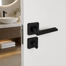 Elovias Sese Ayla Modeli Kare Rozetli Wc Kapı Kolu Siyah (200-242R-02-02)