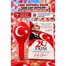 Nostaljik Lezzetler 20 Adet 29 Ekim Cumhuriyet Bayramı Türk Bayraklı Balon Tebrik Kartı Hediye Seti