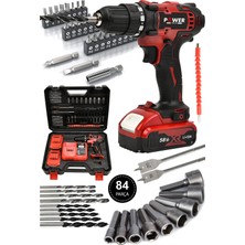 Maison Luré 58 Vf 5 Ah Metal Şanzıman Çift Akülü Şarjlı Matkap 84 Parça Akülü Vidalama