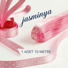 Jasminya 1 cm Eninde 10 Metre Puantiyeli Saten Kurdele