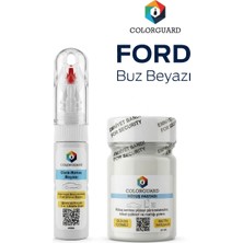 COLORGUARD Ford Buz Beyazı İğneli & Fırçalı Şişe Rötuş Boyası ve Rötuş Pastası Seti
