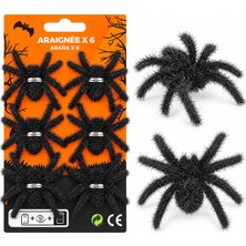 Süsle Bebek ve Parti Halloween Tüylü Örümcek Süs, 7 cm - 6 Adet