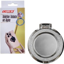 Carub Telefon Tutucu ve Ayna Yüzük Silver BR590 10 86